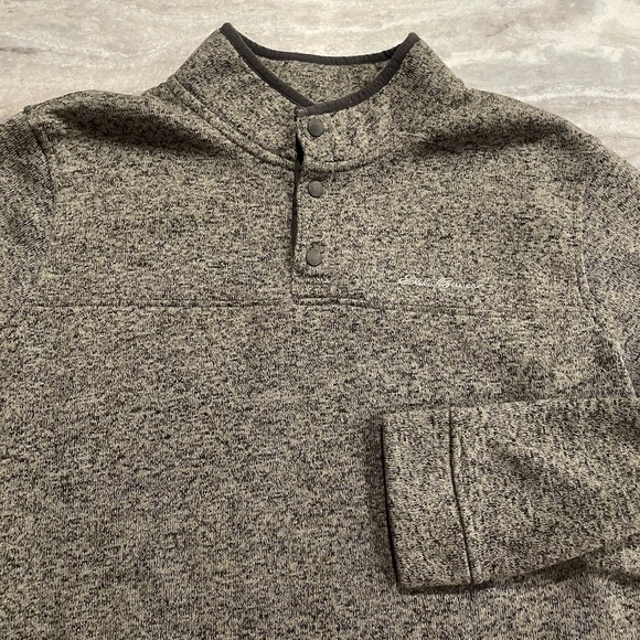 Eddie Bauer Men's XXL Radiator Fleece Snap Mock Pullover Gray Vintage 2000s - Picture 2 of 10